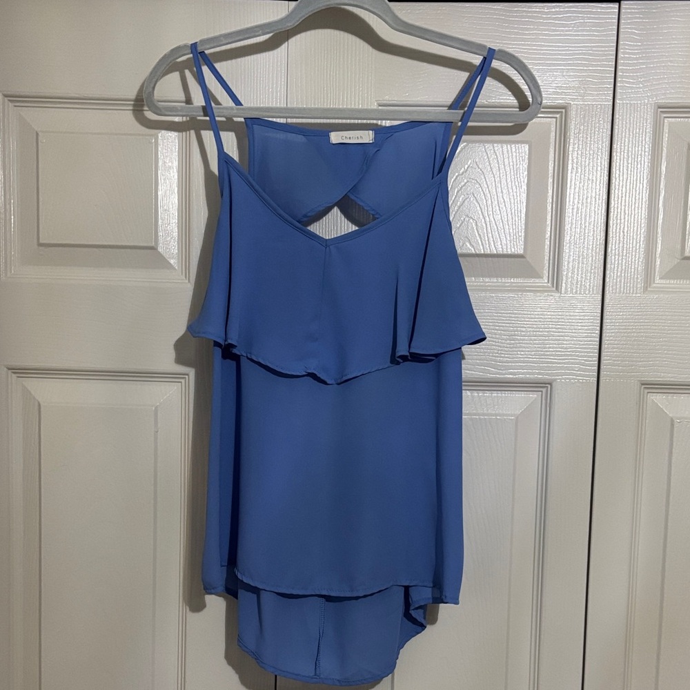 Cherish Blue Layered Open-Back Tank Top